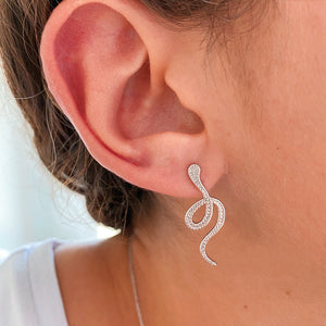 FE0632 925 Sterling Silver Snake Stud Earrings