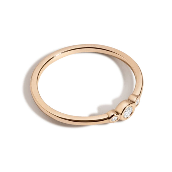 FJ0055 925 Sterling Silver Three  Diamond Bezel Ring