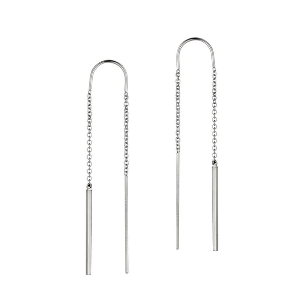 FE0062 925 Sterling Silver Feather Threader Earrings