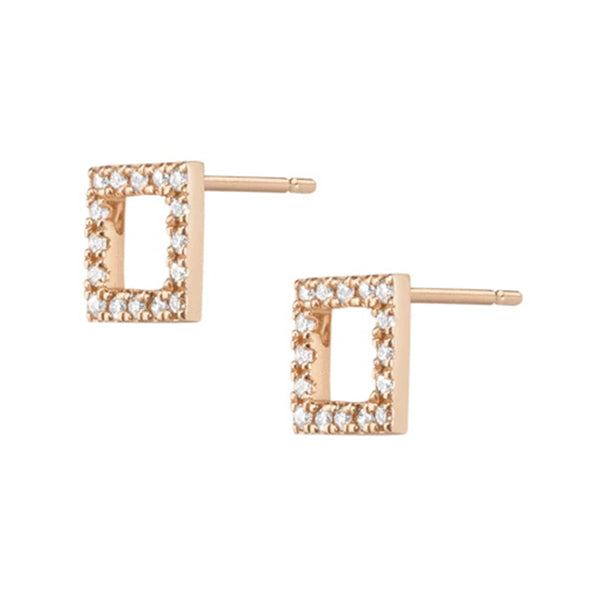 FE0275 925 Sterling Silver Diamond Square Stud Earrings