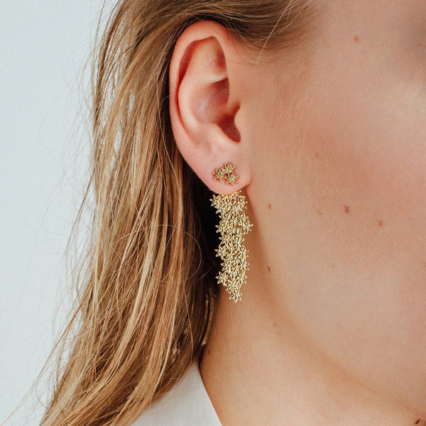 FE0271 925 Sterling Silver Large Flower Cluster Earrings