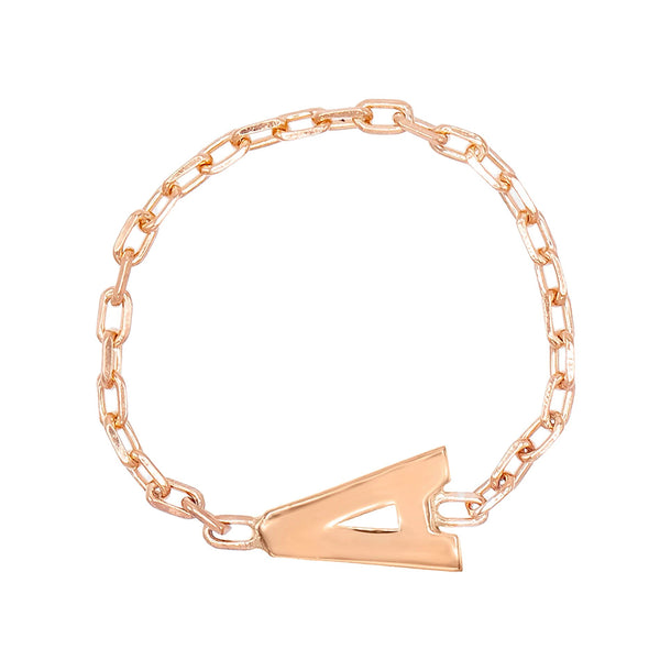 FJ0161 925 Sterling Silver Letter A Chain Ring