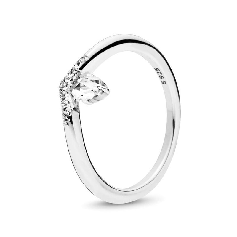 YJ1316 925 Sterling Silver Classic Wish Ring, Clear CZ