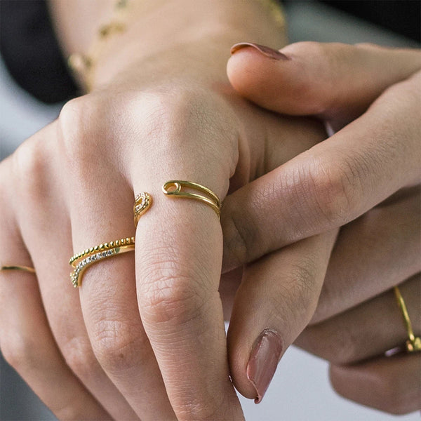 FJ0025 925 Sterling Silver Safety Pin Ring