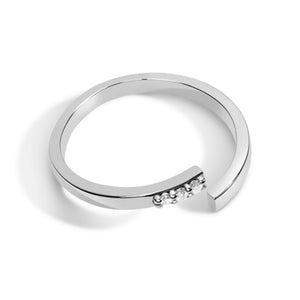 FJ0059 925 Sterling Silver Three Zircon Open Ring