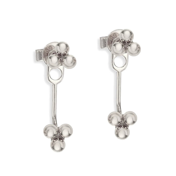 FE0051 925 Sterling Silver Copy Of Trinity Ball Ear Jacket Earrings