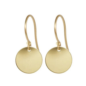 FE0149 925 Sterling Silver golden disc drop earrings