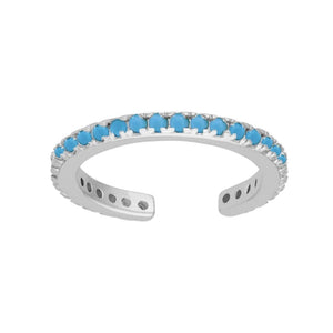 FE0087 925 Sterling Silver Turquoise Pave Earrings Cuff