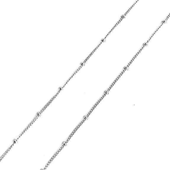 GG1003 925 Sterling Silver Bead Chain Minimalist Choker Necklace