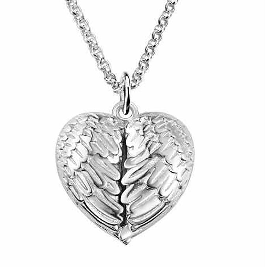 XP1012 925 Sterling Silver Angle Wing Heart Photo Necklace
