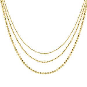 FX0785_1MM 925 Sterling Silver Small Smaple Gold Bead Ball Necklace