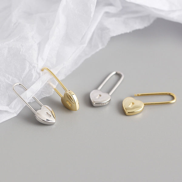 YHE0291 925 Sterling Silver Forever Love Heart Pin Earring