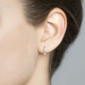 FE0314 925 Sterling Silver  Five Cubic Zircon Crystal Hoop Earrings