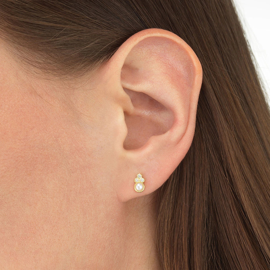 FE0470 925 Sterling Silver Pearl Cluster Stud Earrings