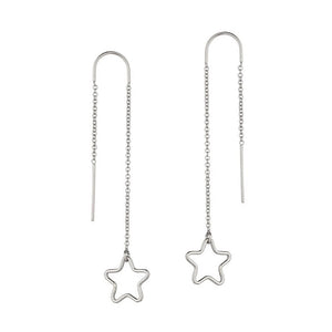 FE0119 925 Sterling Silver Stellar Ear Threader Star Earrings