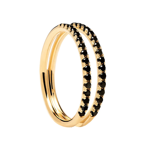 FJ0202 925 Sterling Silver Black Zircon Ring