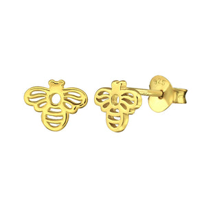 FE0152 925 Sterling Silver Honey Bee Stud Earrings
