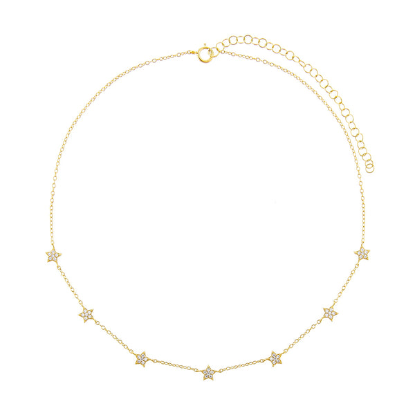 FX0210 925 Sterling Silver Mini Star Choker Necklace
