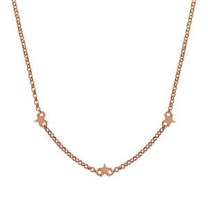 FX0101 925 Sterling Silver Mini rose gold plated stars necklace