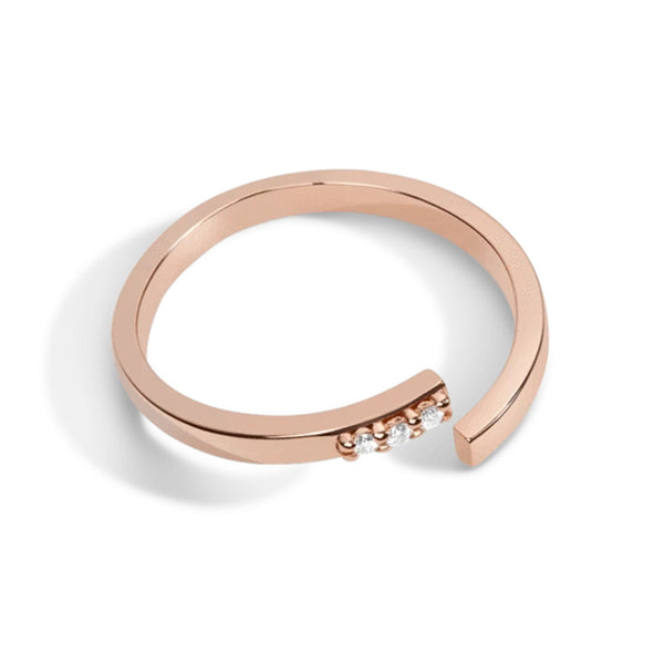 FJ0059 925 Sterling Silver Three Zircon Open Ring