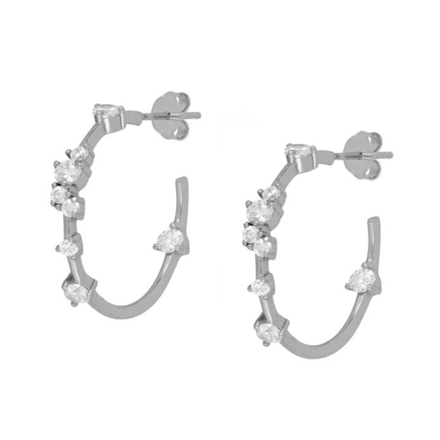 FE0628 925 Sterling Silver Zircon Hoop Earrings