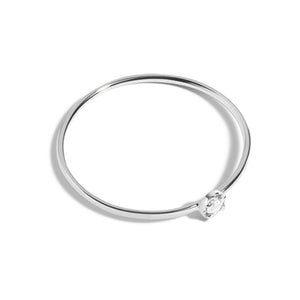 FJ0047 925 Sterling Silver Fine Single Zircon Ring