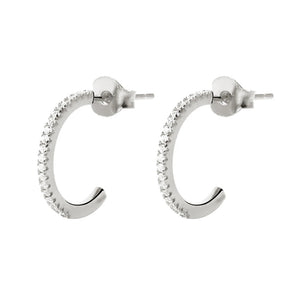FE0615 925 Sterling Silver Curved Diamond Stud Earrings