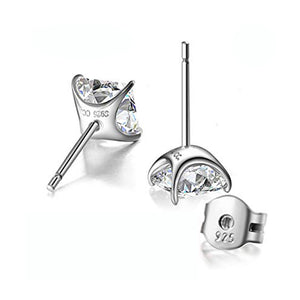 GG1034 925 Sterling Silver Princess Cut CZ Stud Earring