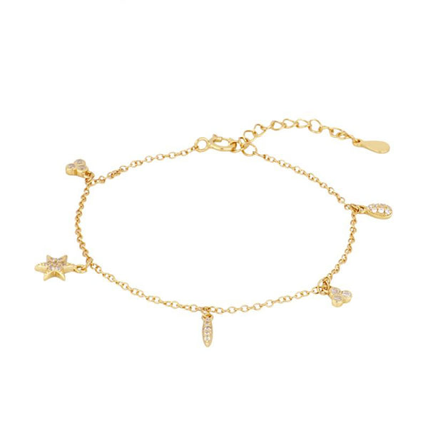 FS0078 925 Sterling Silver Star & Lotus Zircon Bracelet
