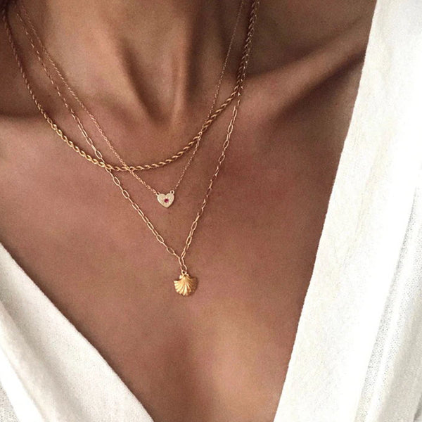 FX0337 925 Sterling Silver Shell Pendant Necklace