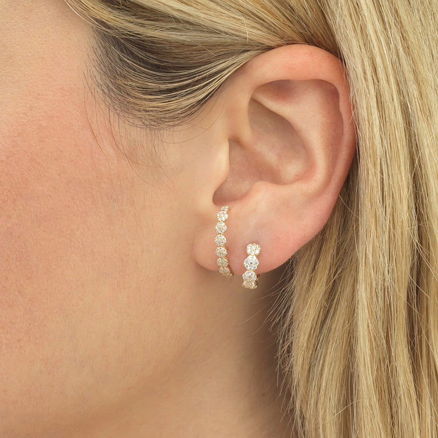 FE0469 925 Sterling Silver Diamond Disc Hook Stud Earrings