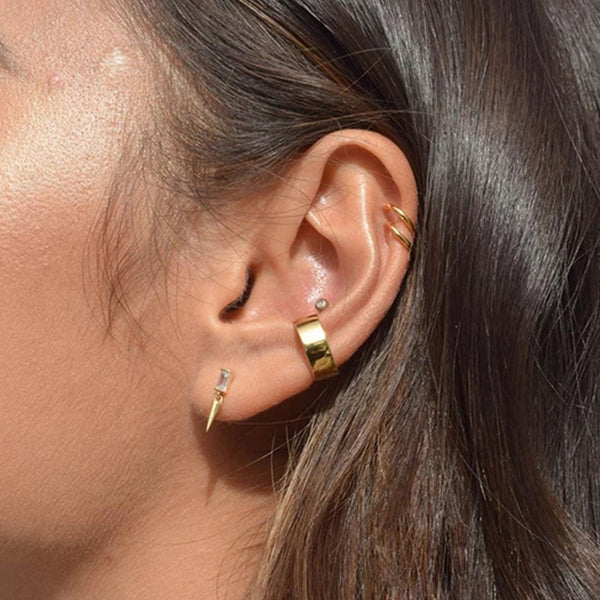 FE0184 925 Sterling Silver Mystic Baguette Spike Drop Stud Earrings