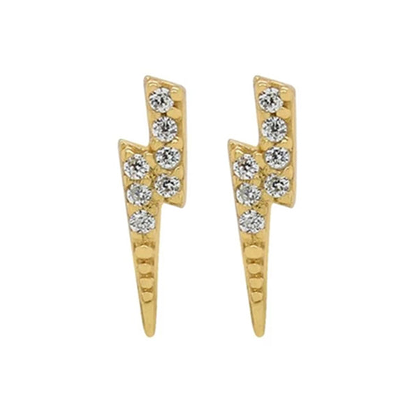 FE0045 925 Sterling Silver Bright Thunder Lightning Stud Earrings