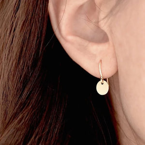 FE0149 925 Sterling Silver golden disc drop earrings