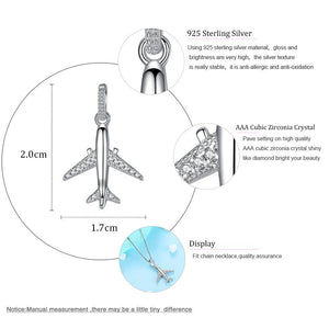 YD1576 925 Sterling Silver Sparkling Clear CZ Plane Pendant