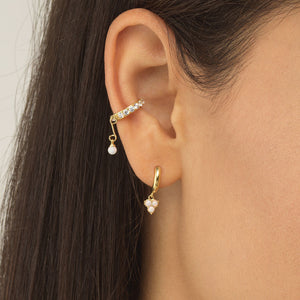 FE0529 925 Sterling Silver Pearl Earrings Cuff