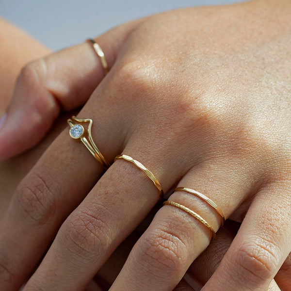 FJ0009 925 Sterling Silver Hammered Band Ring