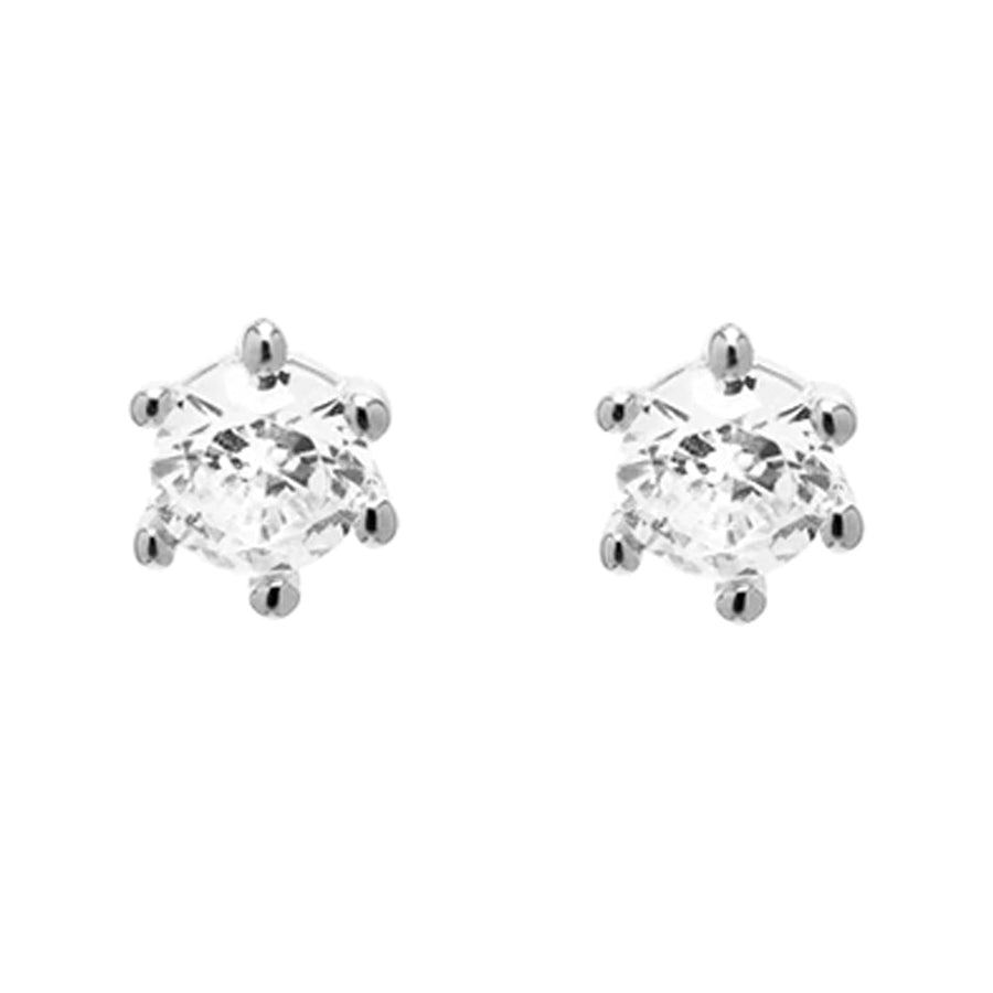 FE0709 925 Sterling Silver Diamond Stud Earrings