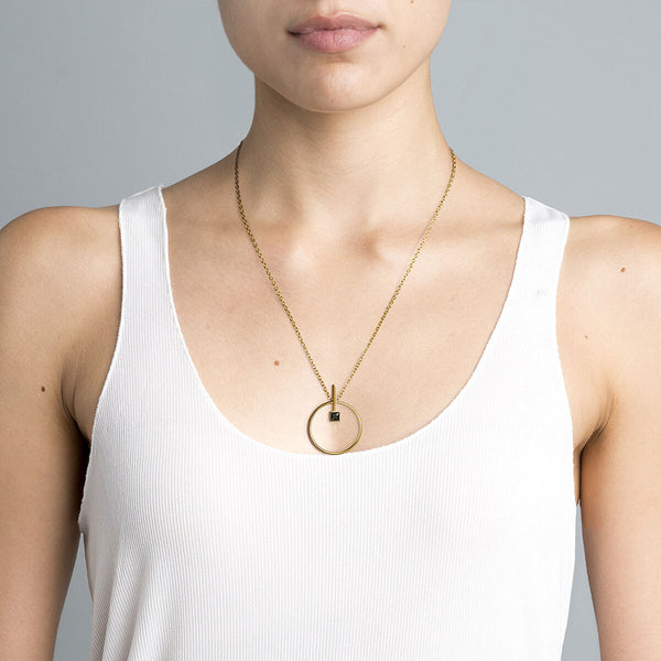 FX0102 925 Sterling Silver Gold plated circle necklace