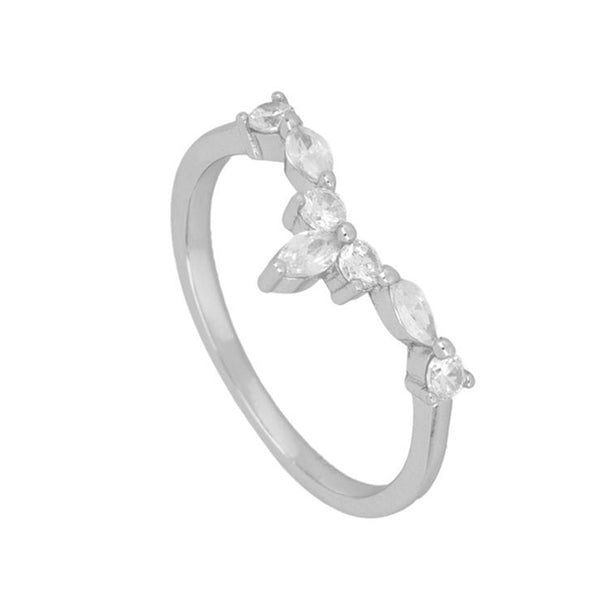 FJ0186 925 Sterling Silver Crown Diamond Ring