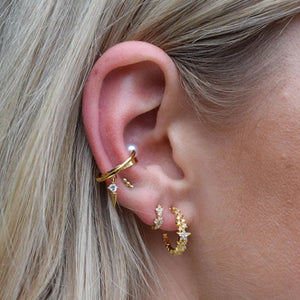 FE0182 925 Sterling Silver Mystic Star Hoop earrings