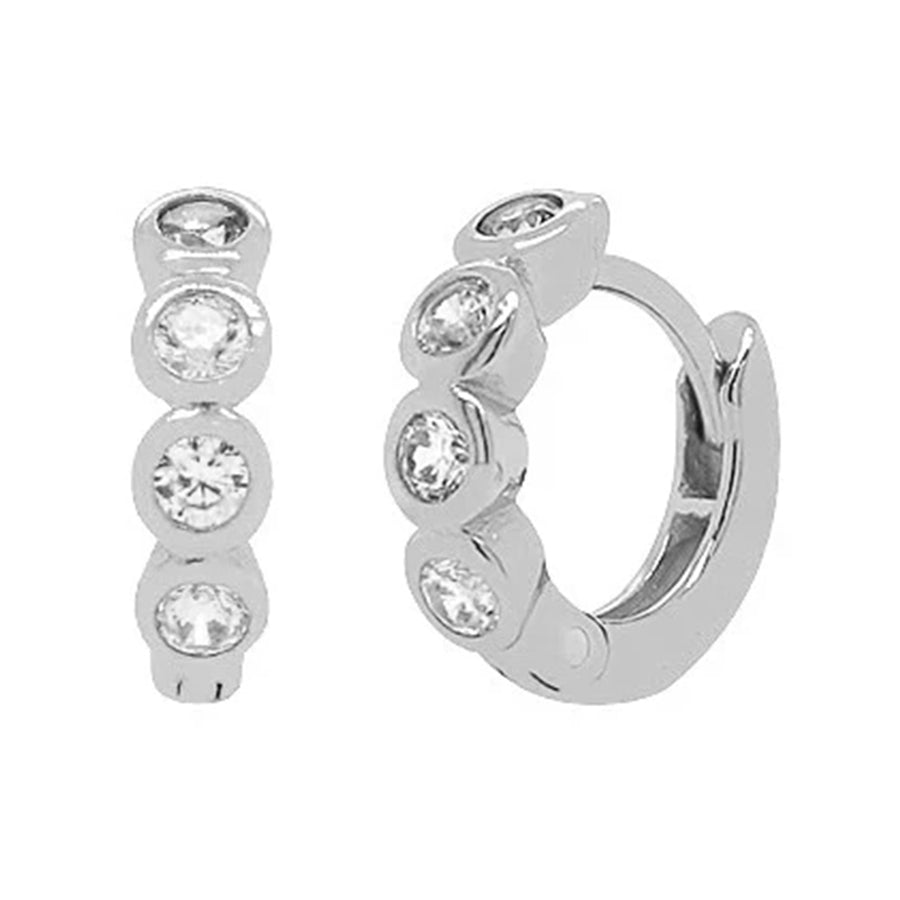 FE0064 925 Sterling Silver Cubic Zircon Huggie Earrings
