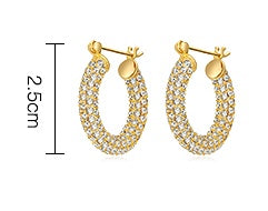 FE1187 925 Sterling Silver Pave Diamond Big Hoops Earrings