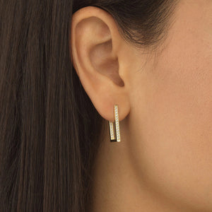 FE0536 925 Sterling Silver Rectangular Hoop Earrings