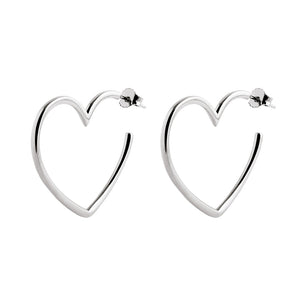 FE0618 925 Sterling Silver Open Heart Earrings
