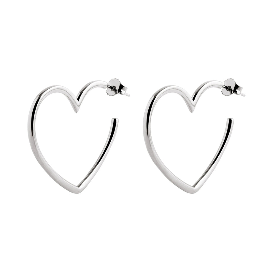 FE0618 925 Sterling Silver Open Heart Earrings