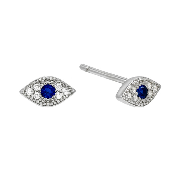 FE0578 925 Sterling Silver Evil Eye Stud Earrings