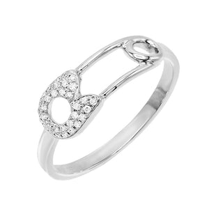 FJ0154 925 Sterling Silver Safety Pin Ring