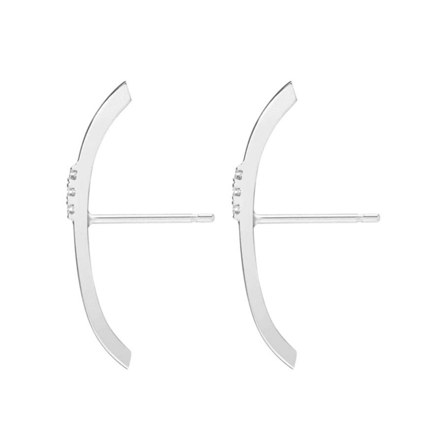 FE0266 925 Sterling Silver Cuff Stud Earring With White Diamonds