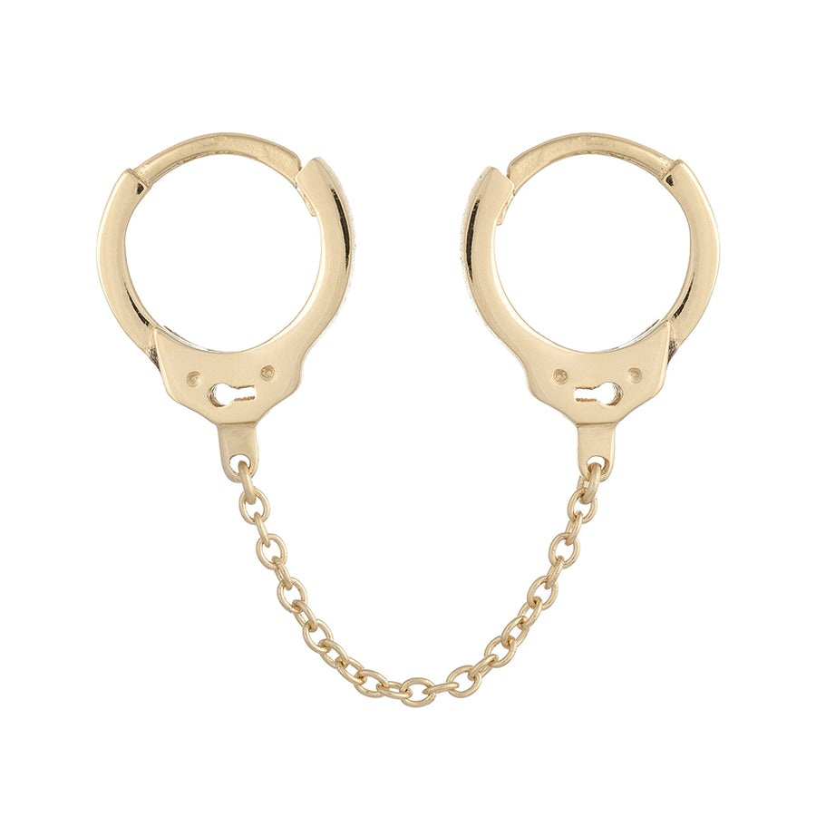 FE0434 925 Sterling Silver Handcuff Chain Huggies Earrings